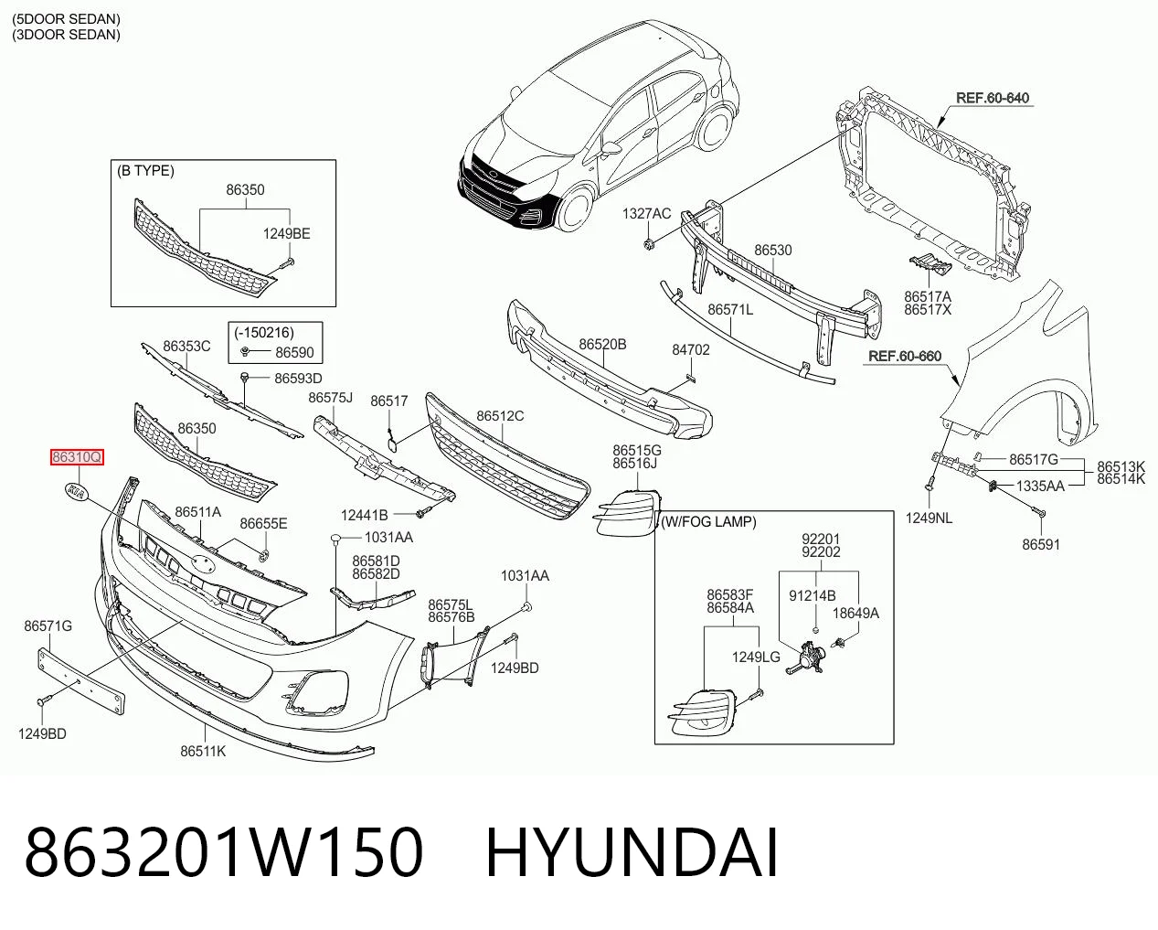 863201W150 Hyundai/Kia
