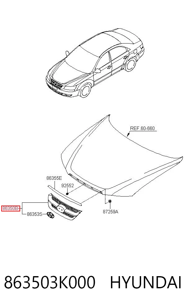 Atrapa chłodnicy do Hyundai Sonata V NF