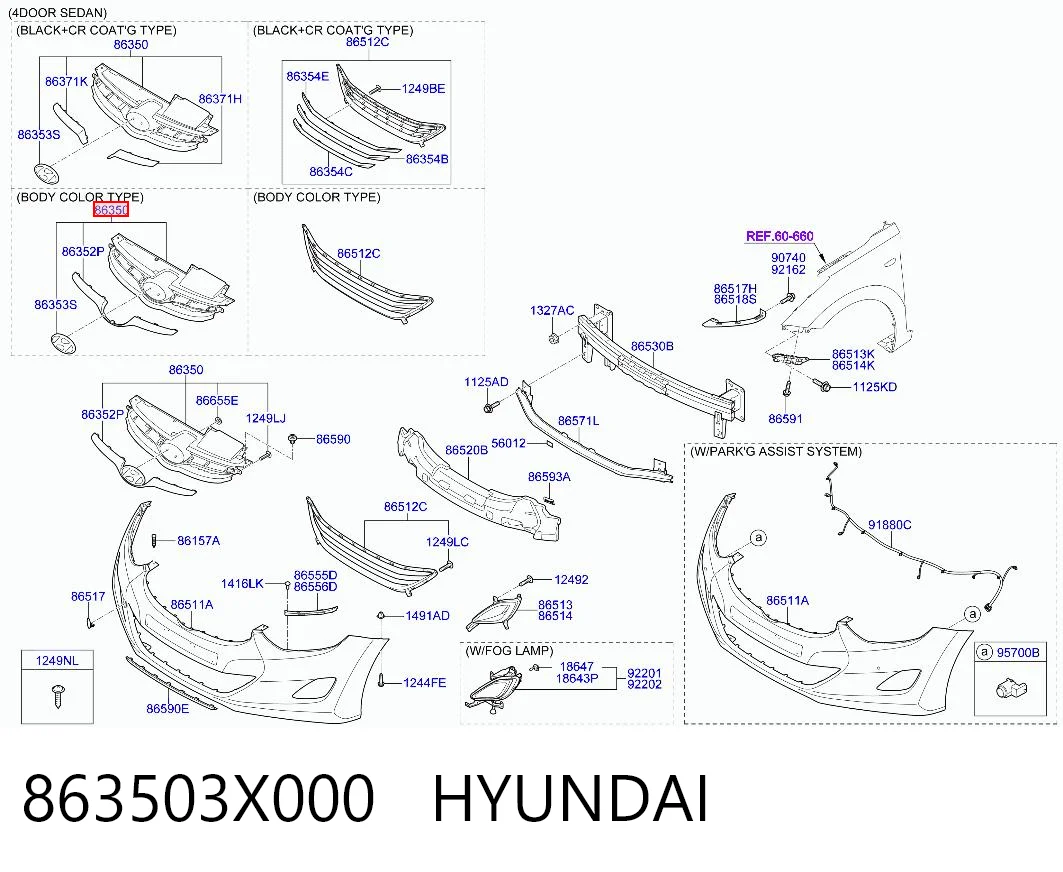 863503X000 Hyundai/Kia Atrapa chłodnicy