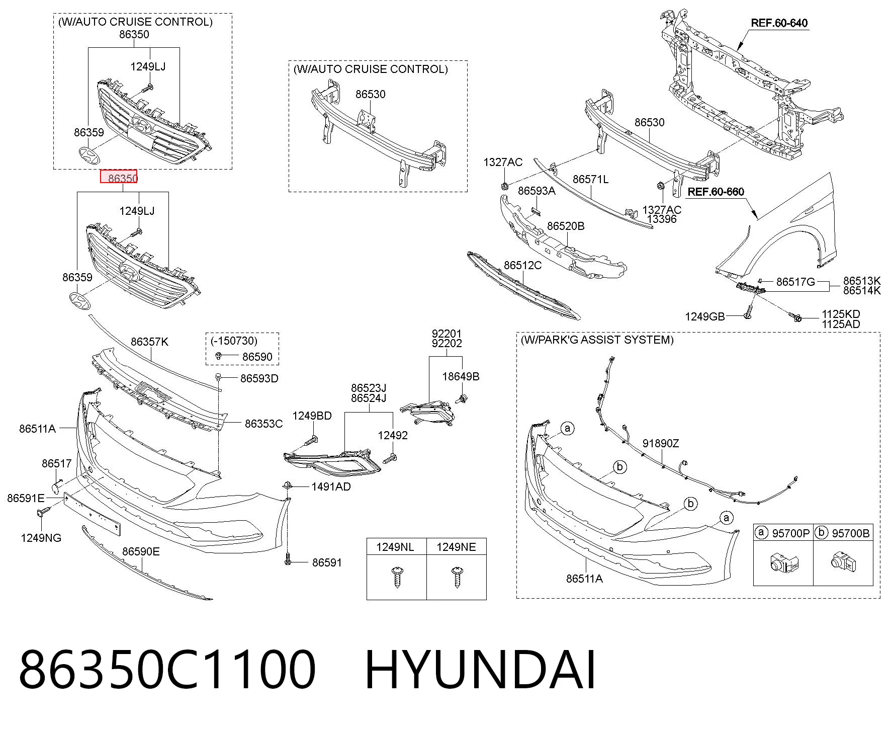 Atrapa chłodnicy Hyundai Sonata VII sedana (LF) (2014 - 2023) cena, od 193,35 USD
