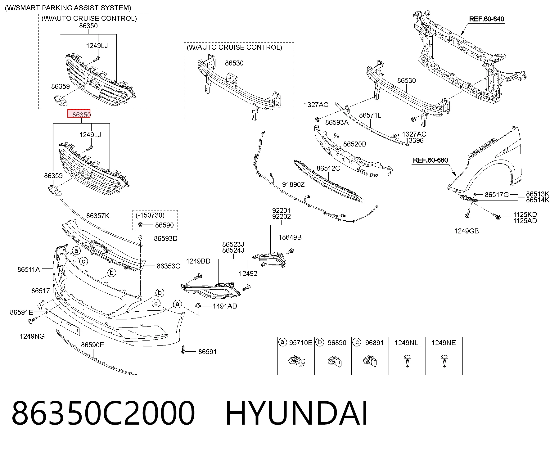 86350C2000 Hyundai/Kia Atrapa chłodnicy
