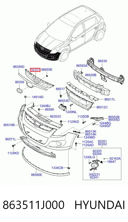 Atrapa chłodnicy do Hyundai I20 I PB