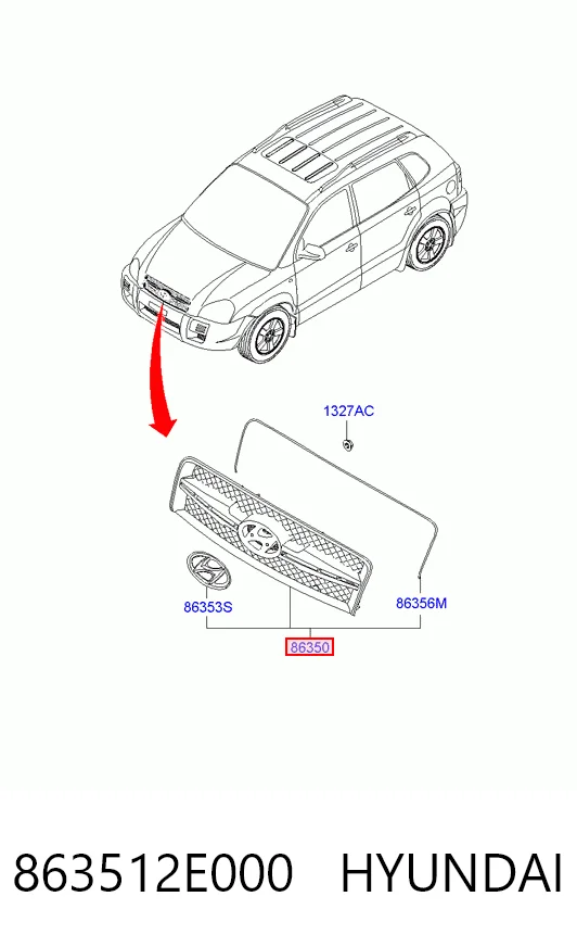 Atrapa chłodnicy Hyundai Tucson I SUV (JM) (2004 - 2010) cena, od 40,64 USD