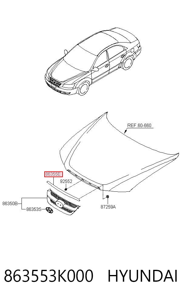 Listwa ochronna maski do Hyundai Sonata V NF
