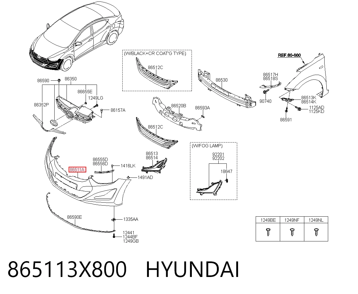 865113X800 Hyundai/Kia Zderzak przedni