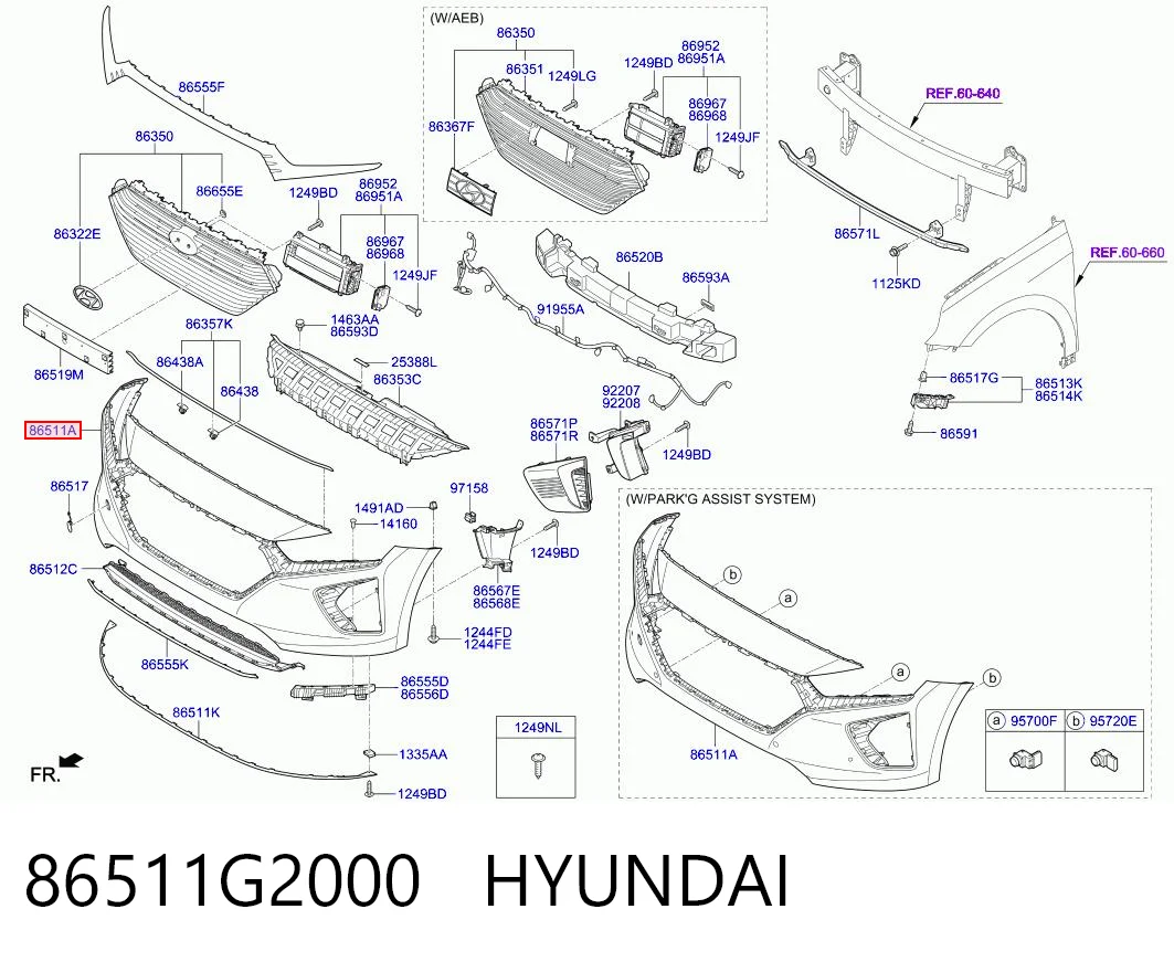 86511G2000 Hyundai/Kia Zderzak przedni