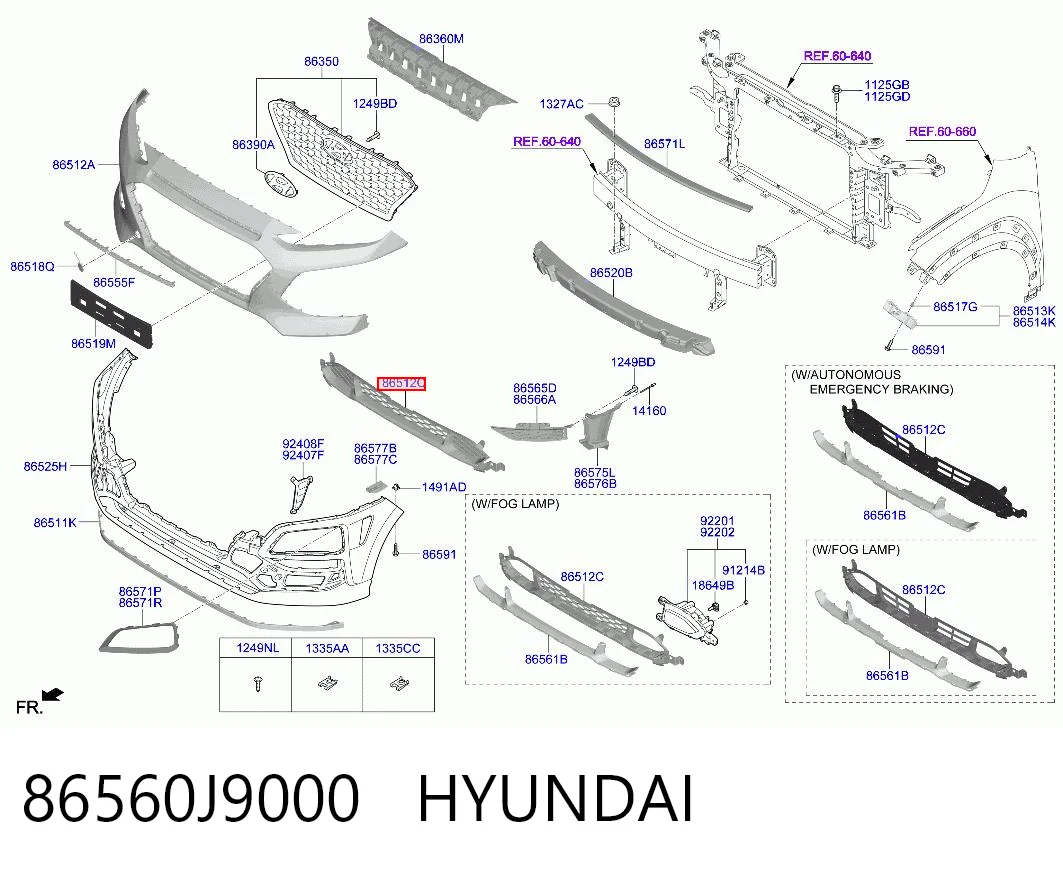 86560J9000 Hyundai/Kia Kratka zderzaka przedniego dolna