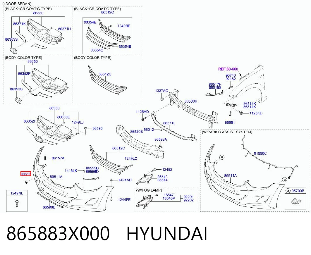 865883X000 Hyundai/Kia Zaślepka haku holowniczego zderzaka przednia