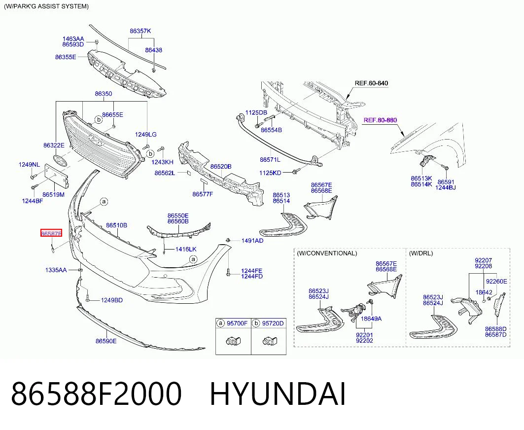 Zaślepka haku holowniczego zderzaka przednia do Hyundai Elantra V MD