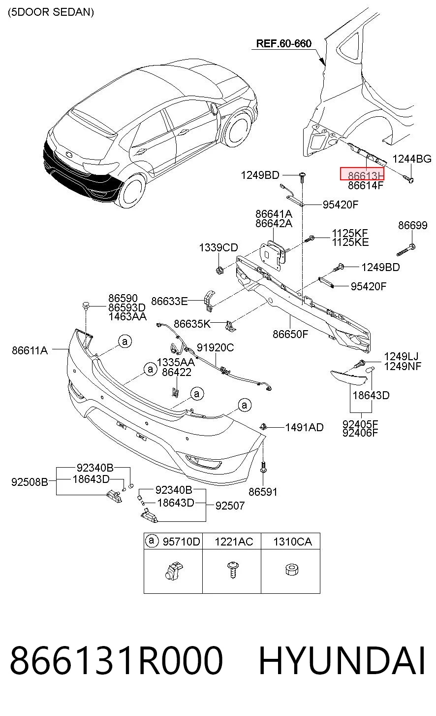 866131R000 Hyundai/Kia Wspornik zderzaka tylnego lewy