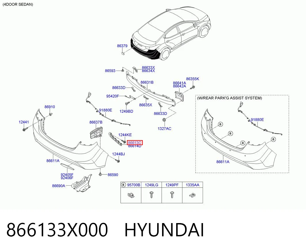 866133X000 Hyundai/Kia Wspornik zderzaka tylnego lewy