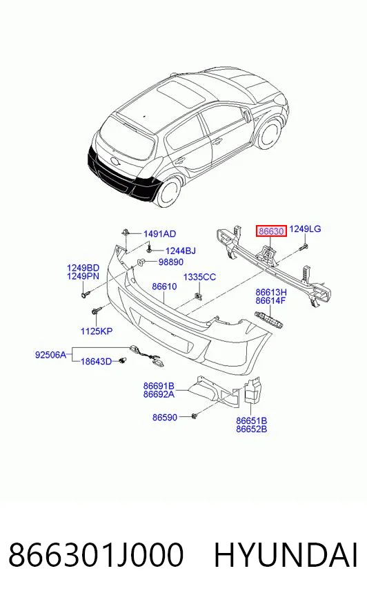 Wzmocnienie zderzaka tylnego do Hyundai I20 I PB