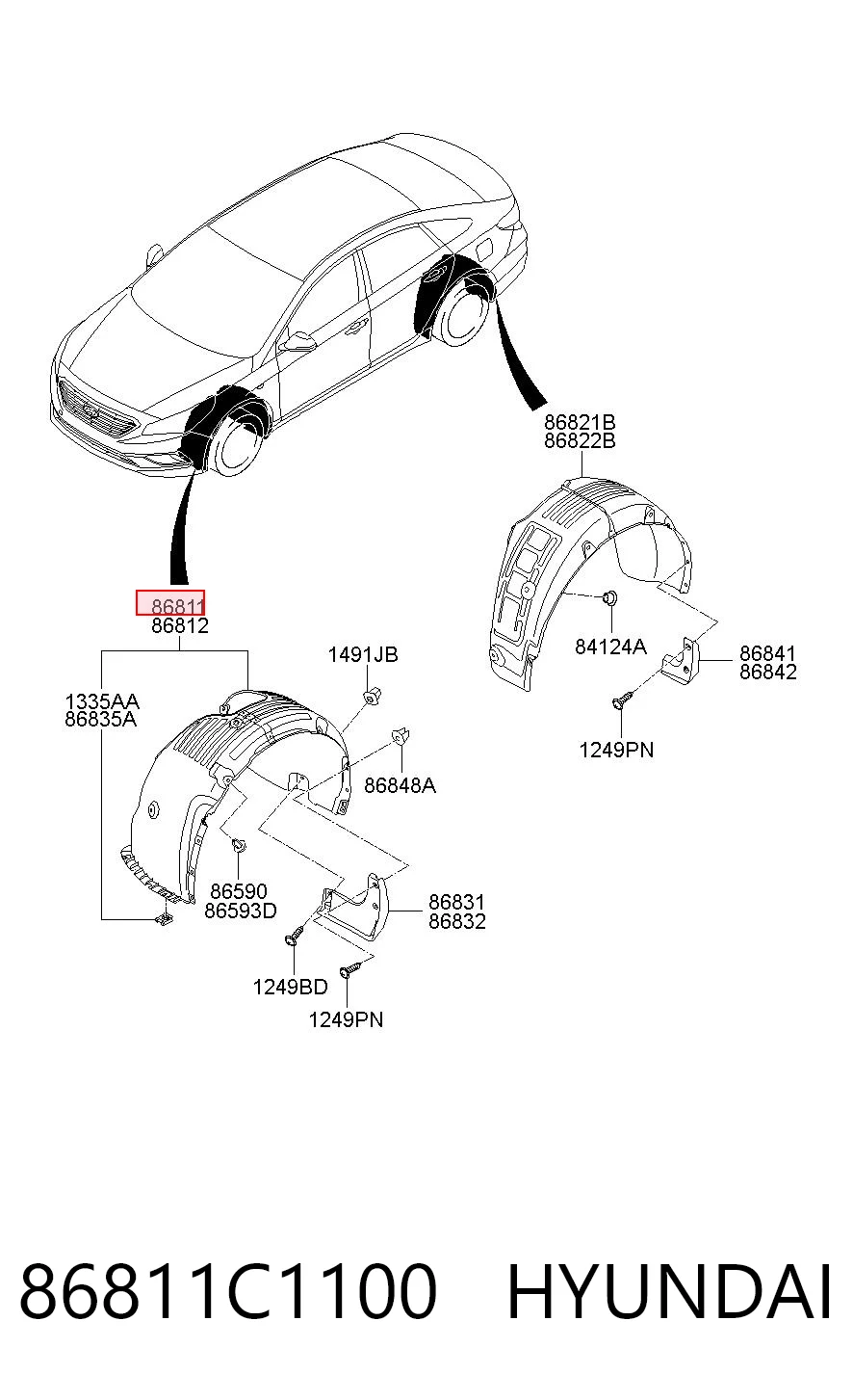 Nadkole błotnika przedniego lewe do Hyundai Sonata VII LF