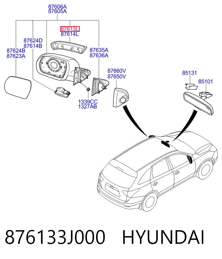 876133J000 Hyundai/Kia Kierunkowskaz lusterka lewy