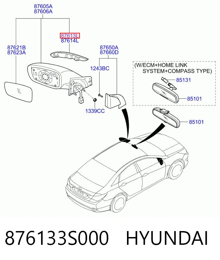 876133S000 Hyundai/Kia Kierunkowskaz lusterka lewy