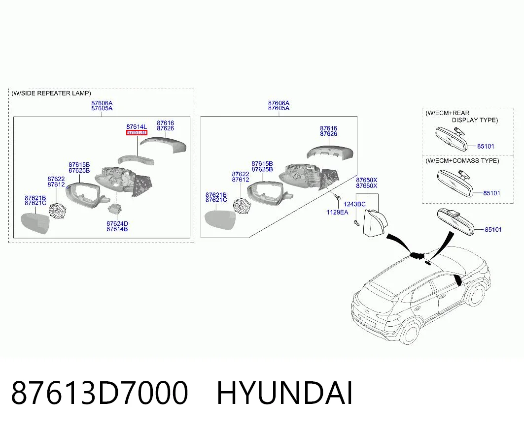 87613D7000 Hyundai/Kia Kierunkowskaz lusterka lewy