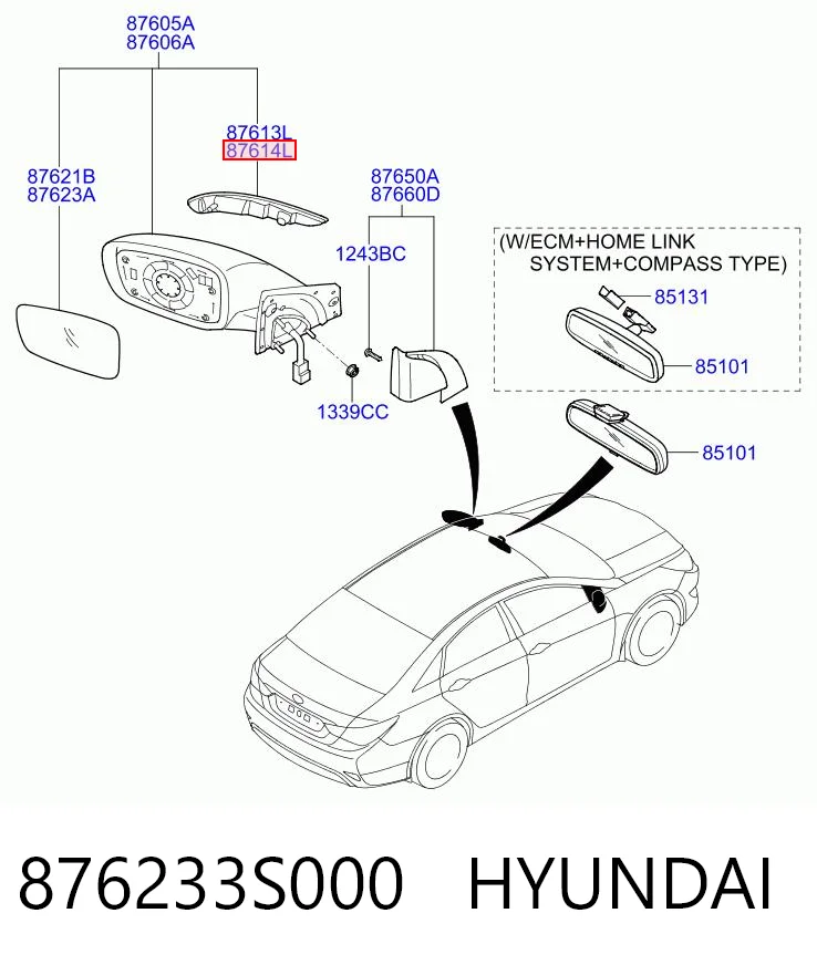 876233S000 Hyundai/Kia Kierunkowskaz lusterka prawy