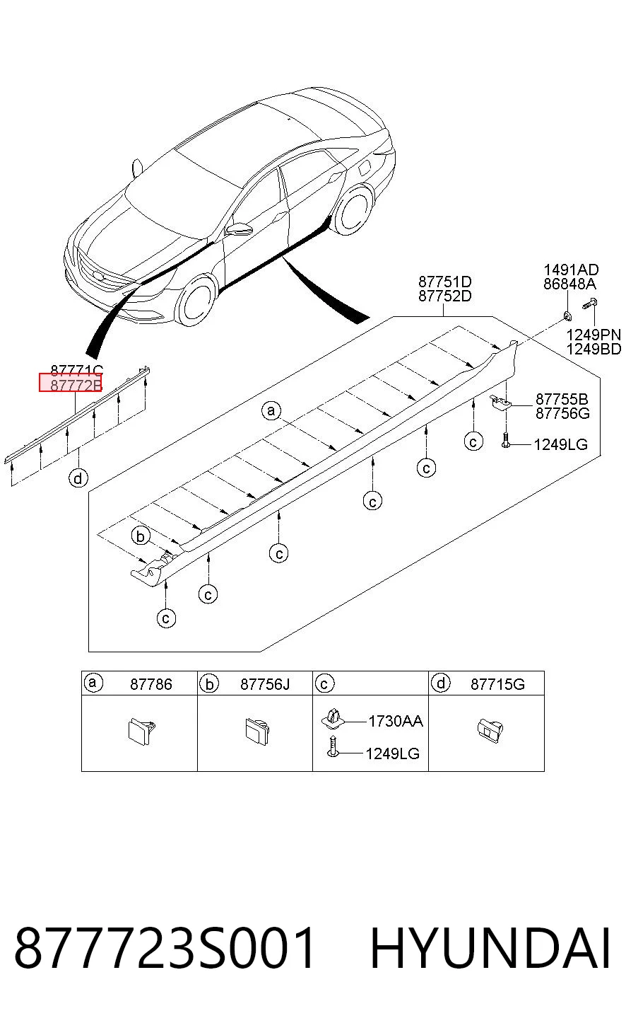 877723S001 Hyundai/Kia Listwa ochronna błotnika przedniego prawego