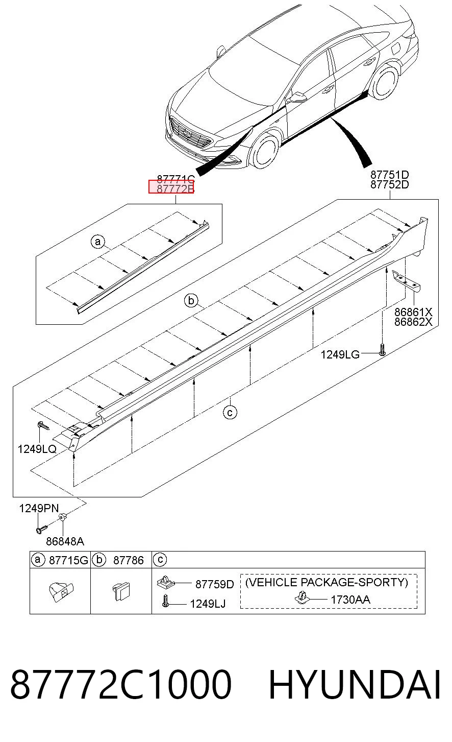 87772C1000 Hyundai/Kia Nakładka błotnika przedniego prawego