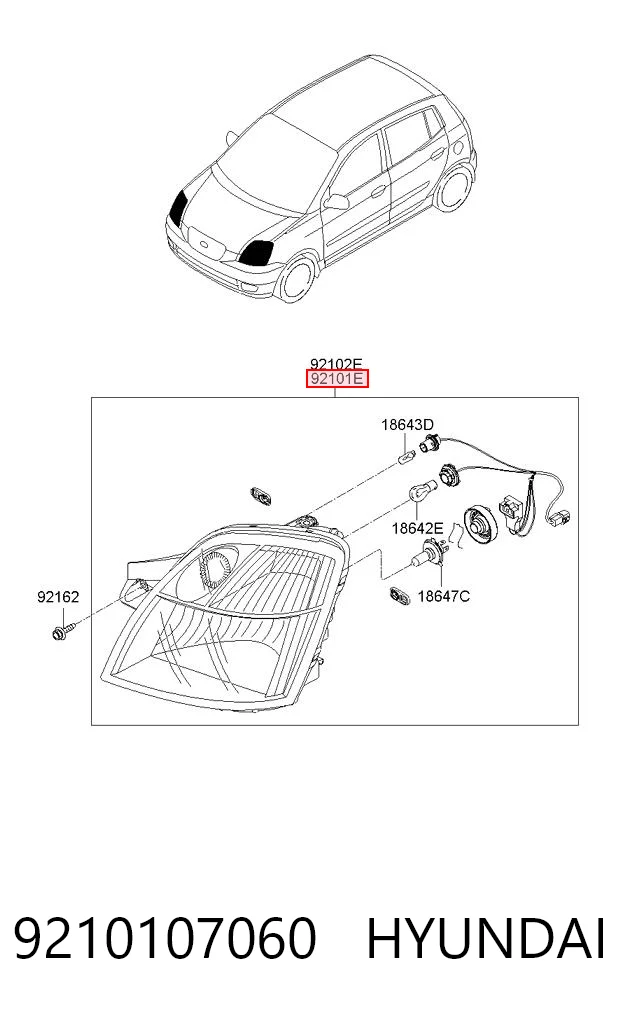 Reflektor lewy KIA Picanto I hatchback (BA) (2003 - 2007) cena, od 95,80 USD