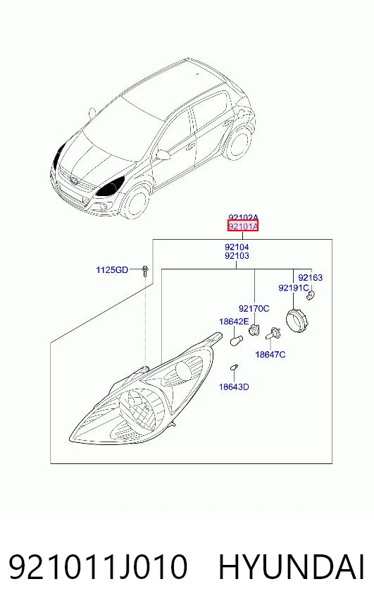 Reflektor lewy Hyundai I20 I hatchback (PB) (2008 - 2012) cena, od 201,88 USD