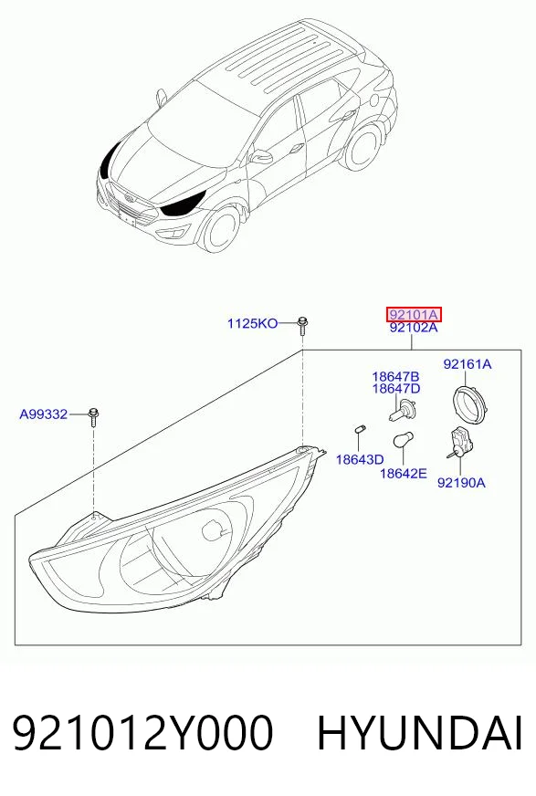 Reflektor lewy Hyundai Tucson II SUV (TM) (2010 - 2015) cena, od 217,93 USD