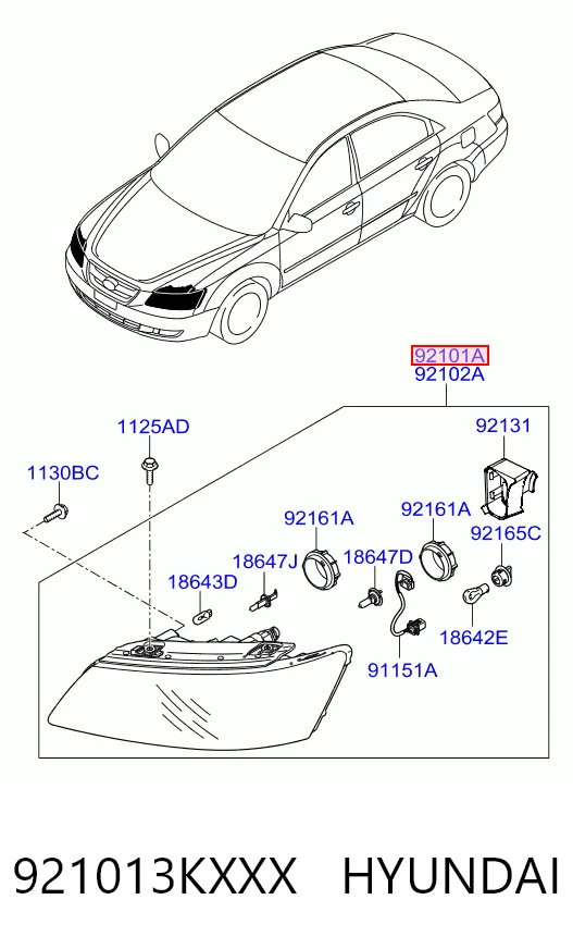 Reflektor lewy do Hyundai Sonata V NF