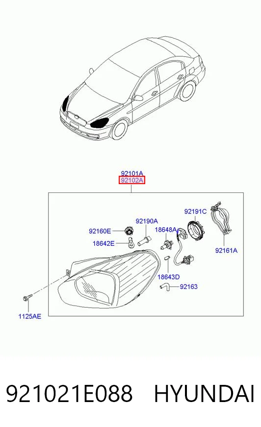 Reflektor prawy Hyundai Accent III sedana (MC) (2005 - 2012) cena, od 100,89 USD