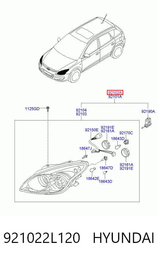 Reflektor prawy do Hyundai I30  GDH