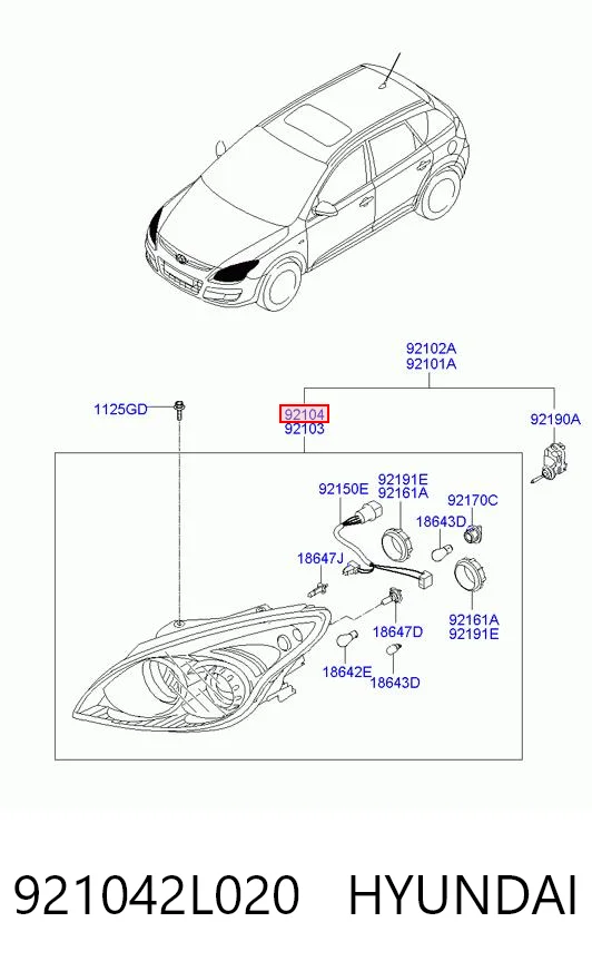 Reflektor prawy Hyundai I30 hatchback (GDH) (2012 - 2016) cena, od 172,64 USD
