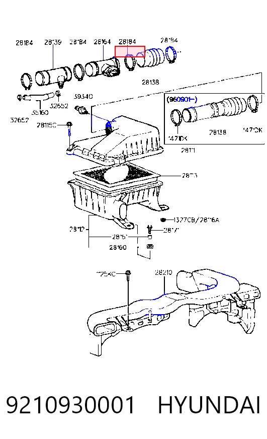 Czujnik przepływu powietrza, przepływomierz powietrza M.A.F. Hyundai Accent I