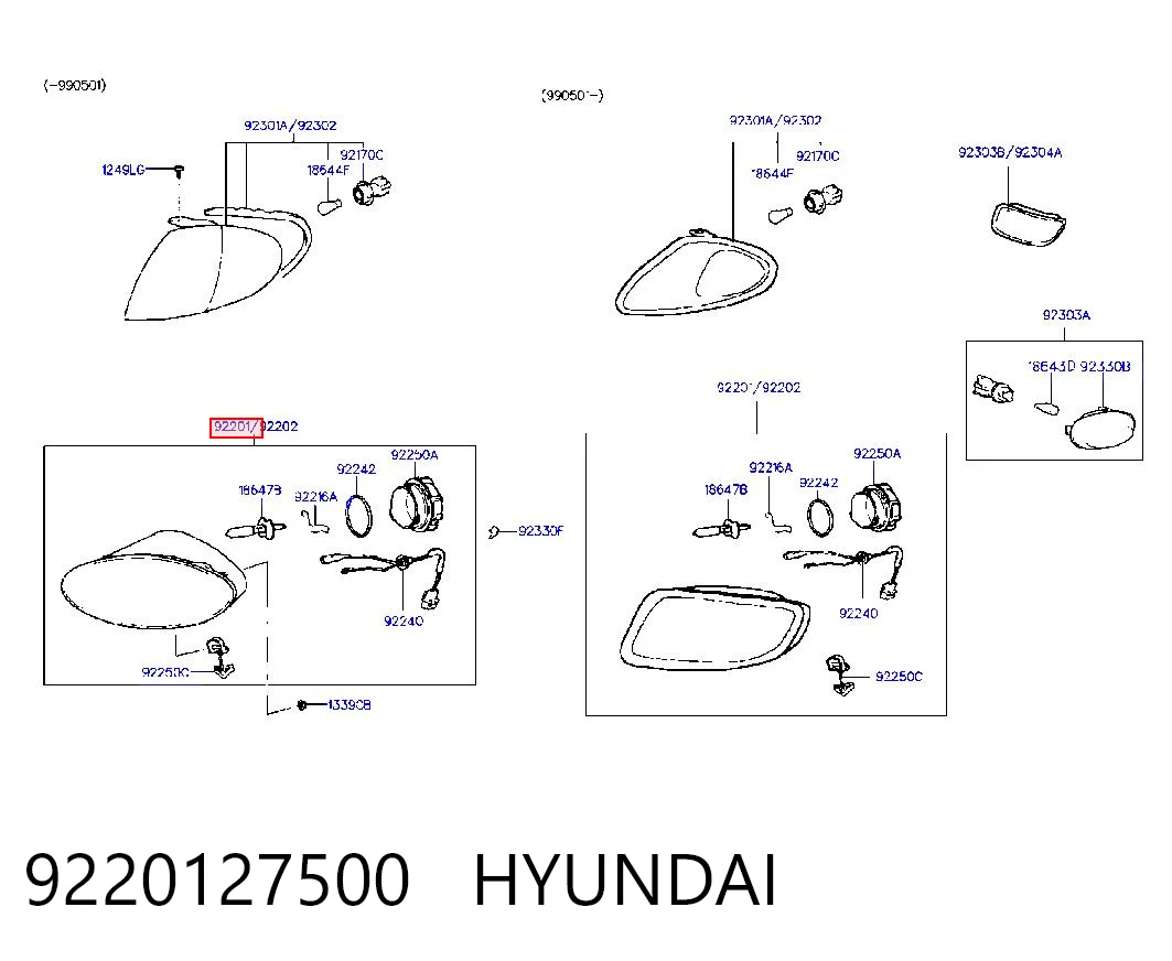 Lampa przeciwmgielna lewa do Hyundai Coupe I RD
