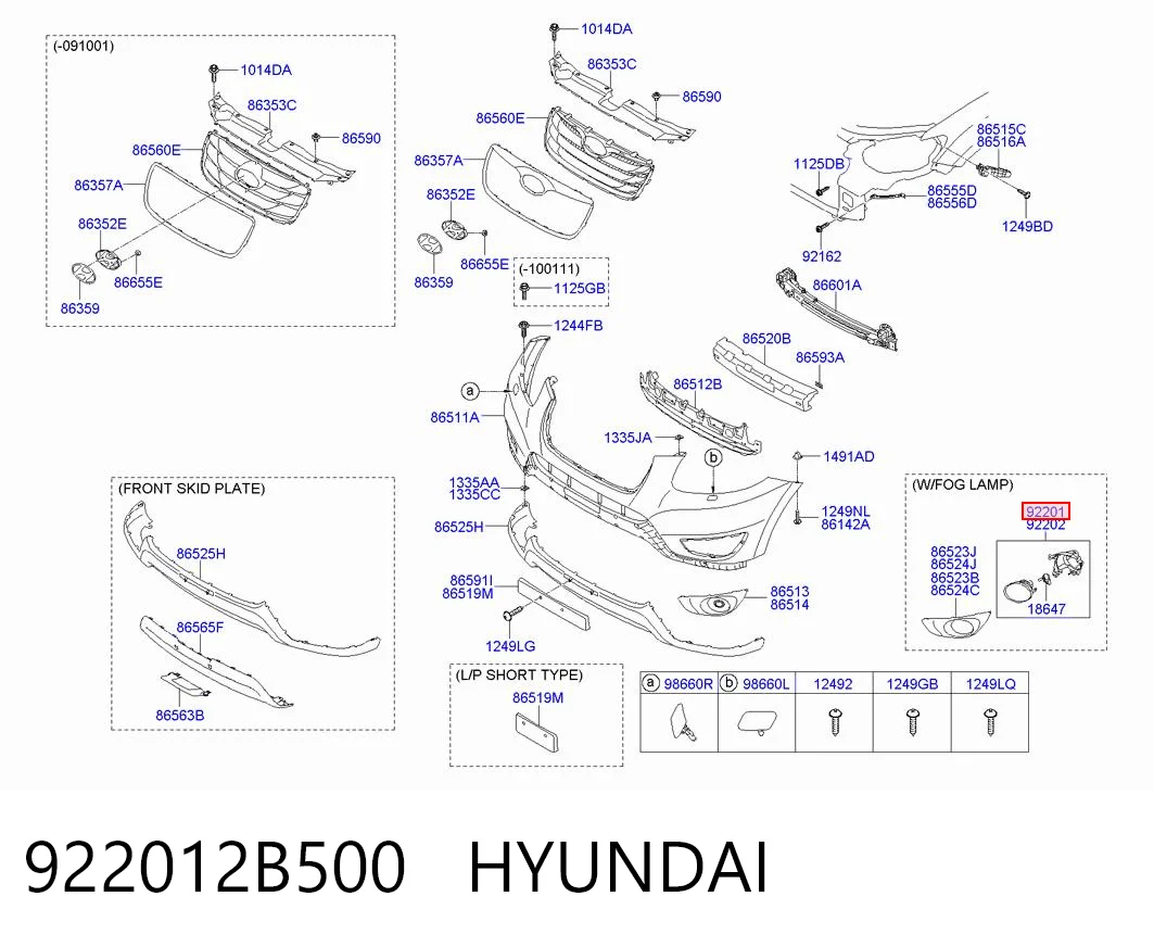 922012B500 Hyundai/Kia Lampa przeciwmgielna lewa