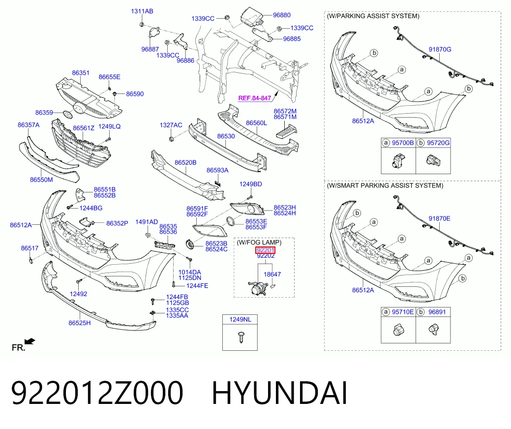 Lampa przeciwmgielna lewa do Hyundai Ix35  LM