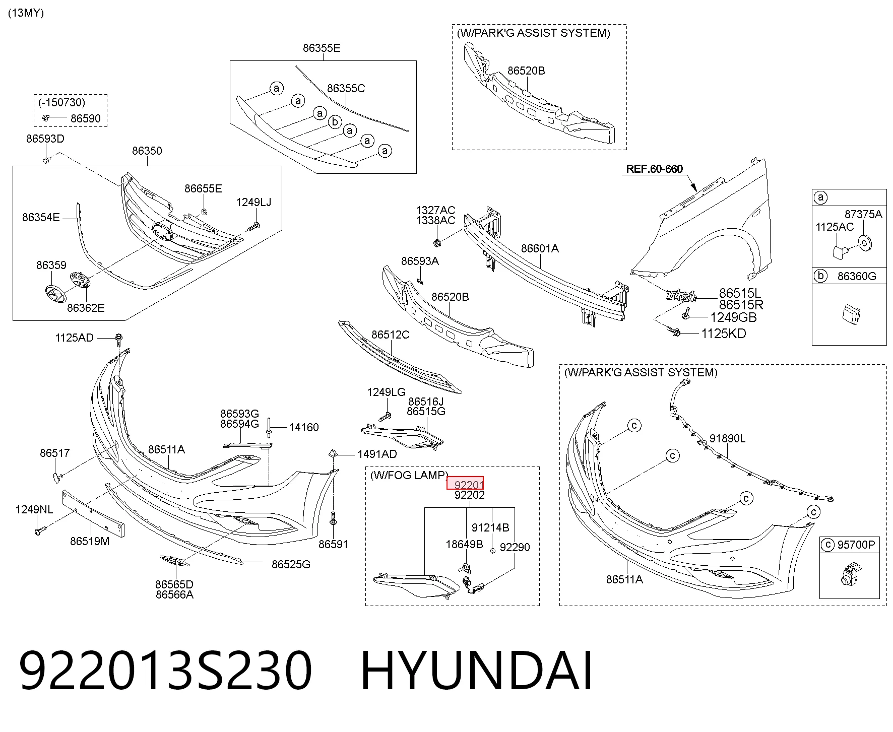 Lampa przeciwmgielna lewa Hyundai Sonata VI sedana (YF) (2009 - 2015) cena, od 25,89 USD