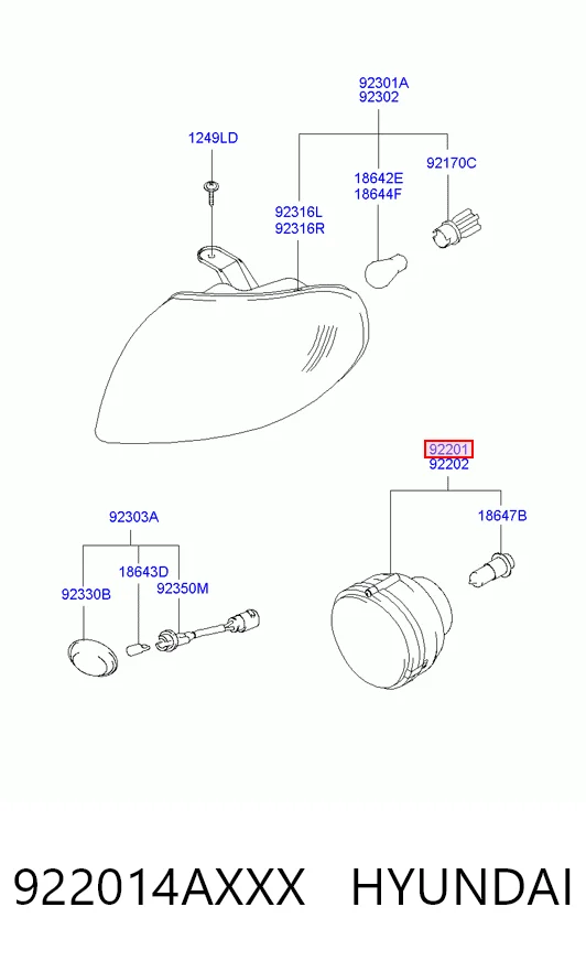 Lampa przeciwmgielna lewa do Hyundai H-1 STAREX Starex 