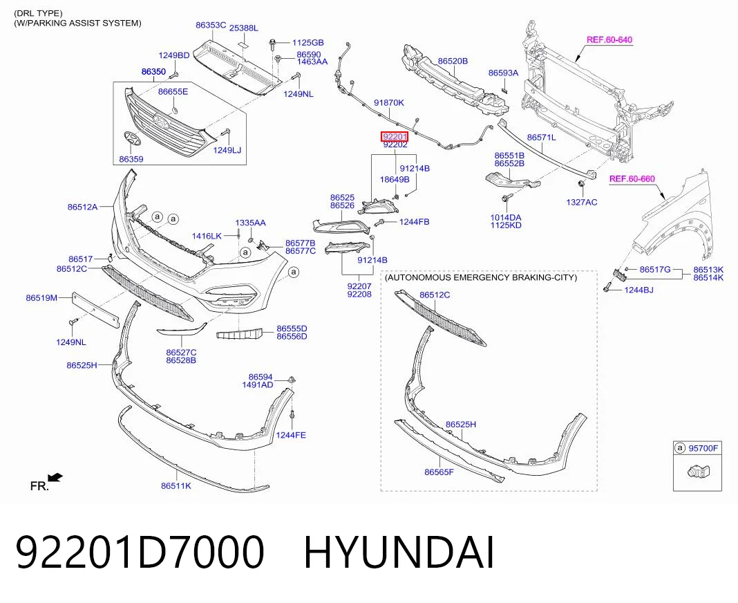 Lampa przeciwmgielna lewa do Hyundai Tucson TL