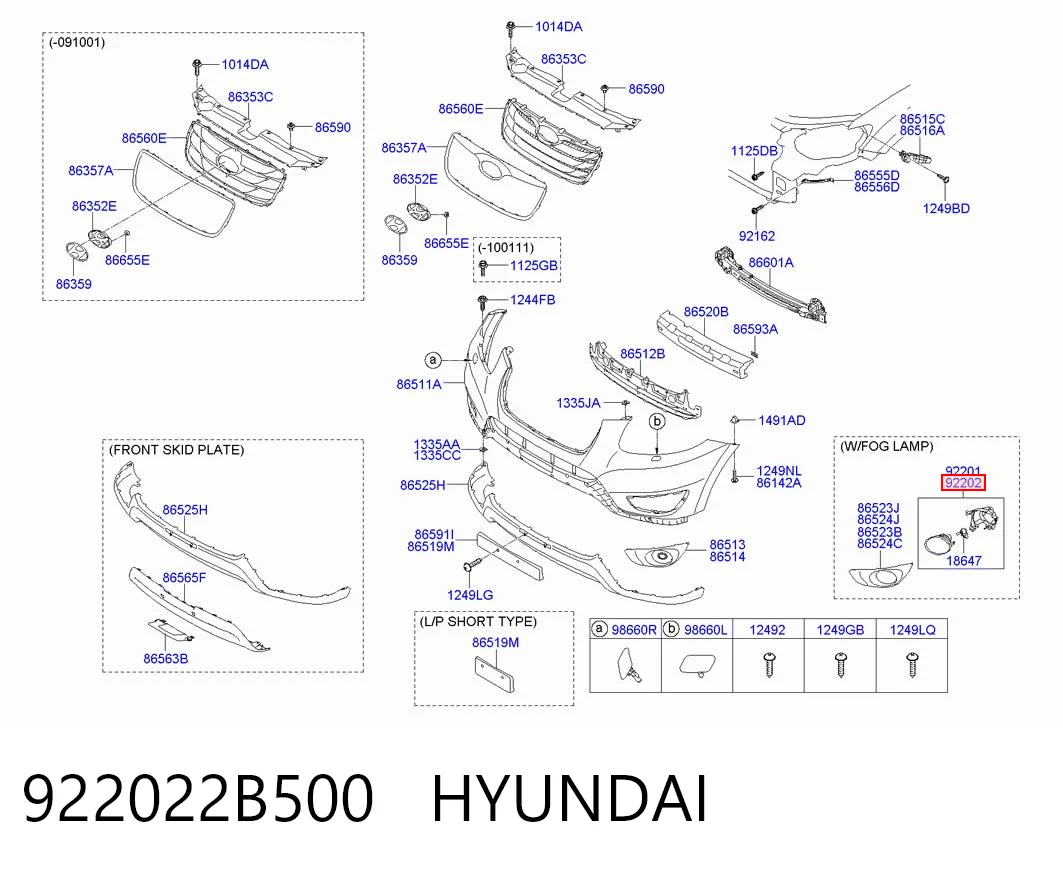 922022B500 Hyundai/Kia Lampa przeciwmgielna prawa