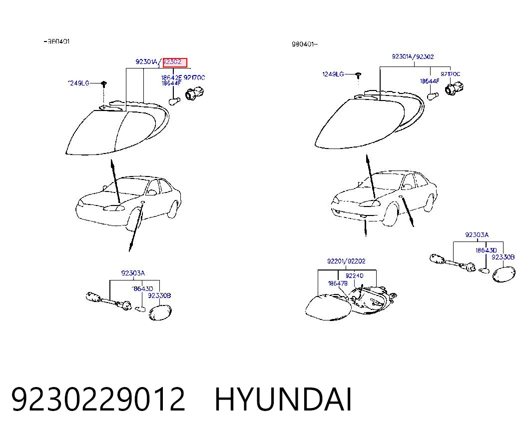 Kierunkowskaz prawy do Hyundai Lantra II 