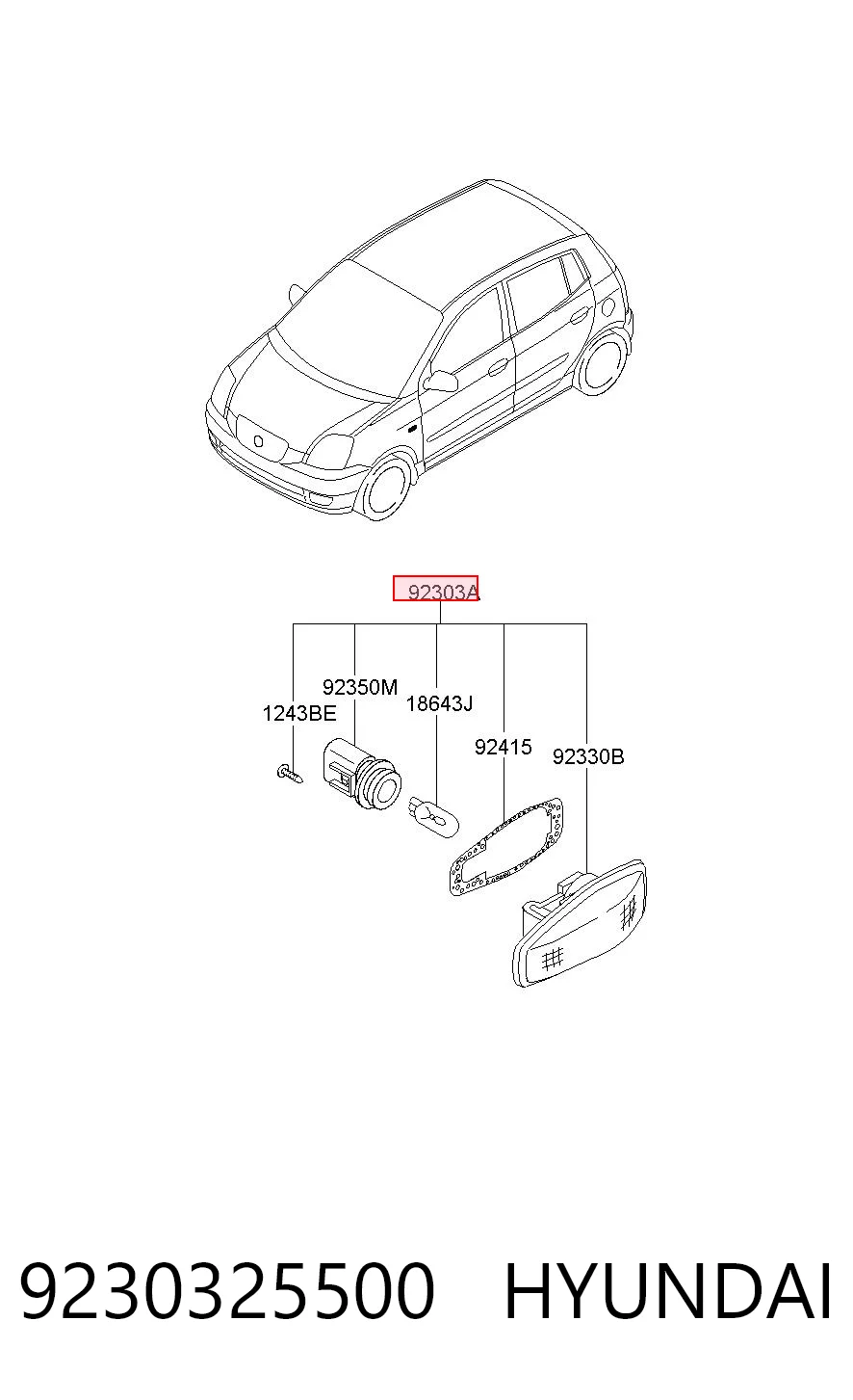9230325500 Hyundai/Kia Powtarzacz kierunkowskazu na błotniku