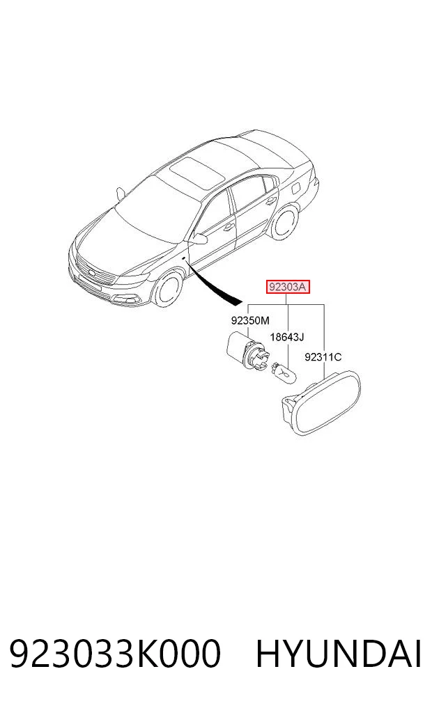 Powtarzacz kierunkowskazu na błotniku do Hyundai Santa Fe II CM