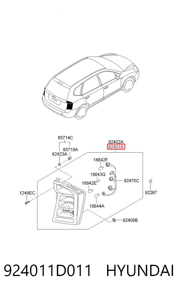 Lampa zespolona tylna lewa do KIA Carens II FG
