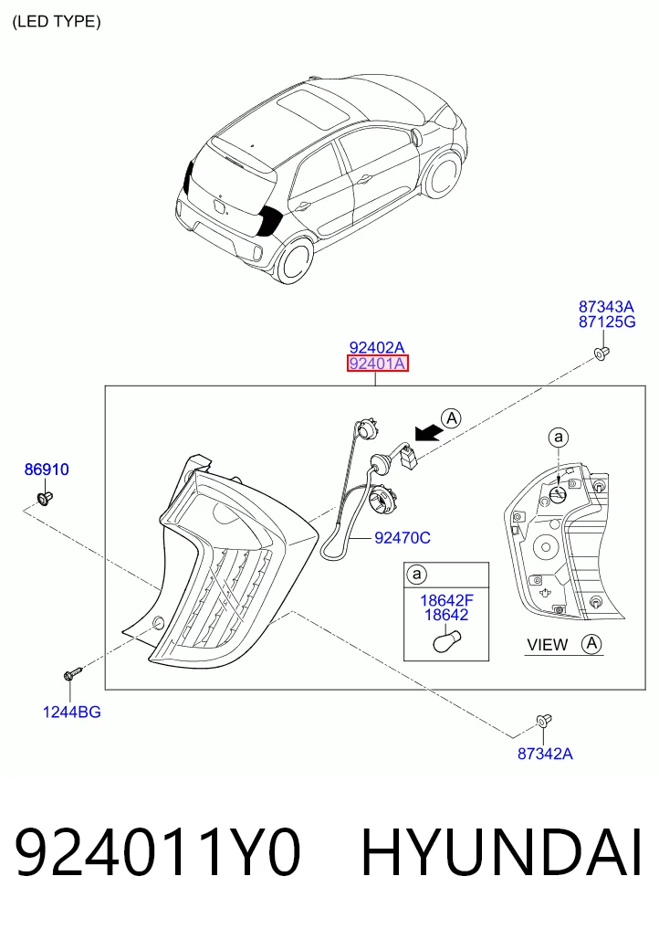 Lampa zespolona tylna lewa do KIA Picanto II TA