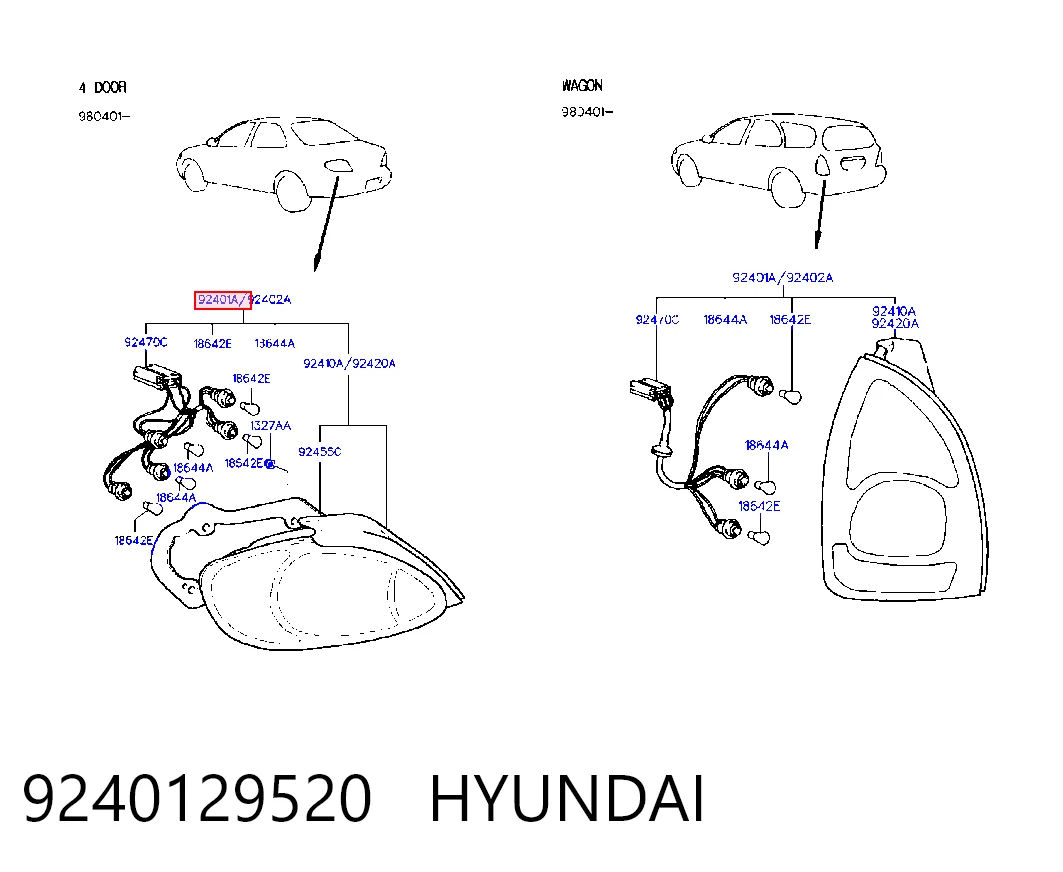 Lampa zespolona tylna lewa do Hyundai Lantra II 