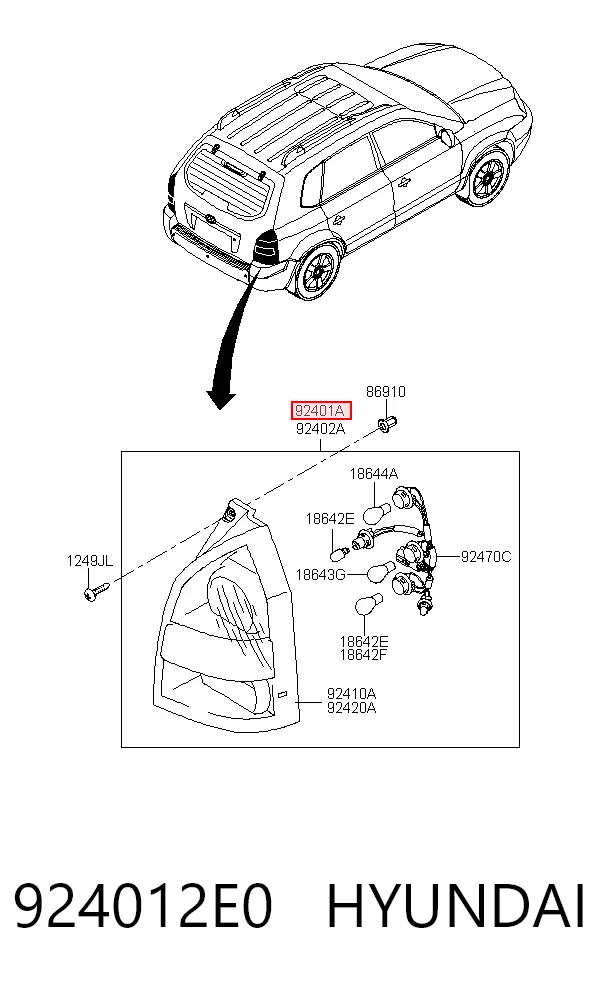 Lampa zespolona tylna lewa do Hyundai Tucson I JM