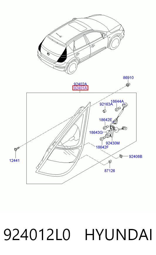 Lampa zespolona tylna lewa Hyundai I30 hatchback (FD) (2007 - 2011) cena, od 78,69 USD