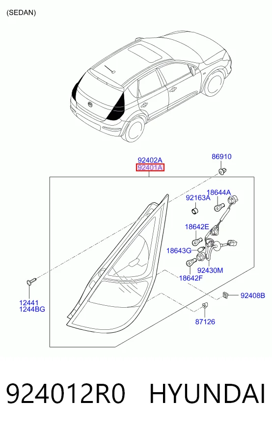 Lampa zespolona tylna lewa do Hyundai I30  FD