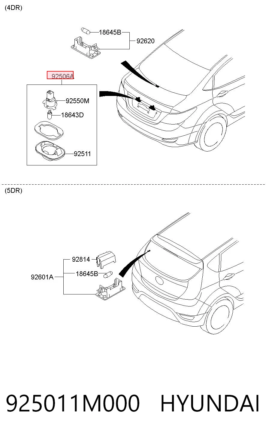 Lampa oświetlenia tylnej tablicy rejestracyjnej do Hyundai Accent IV SB