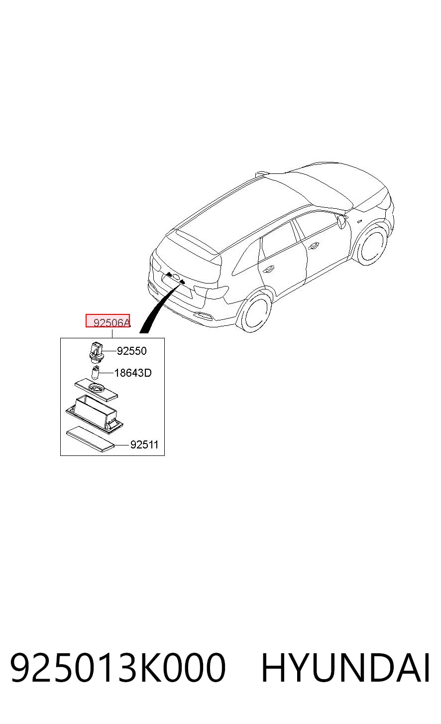 925013K000 Hyundai/Kia Lampa oświetlenia tylnej tablicy rejestracyjnej