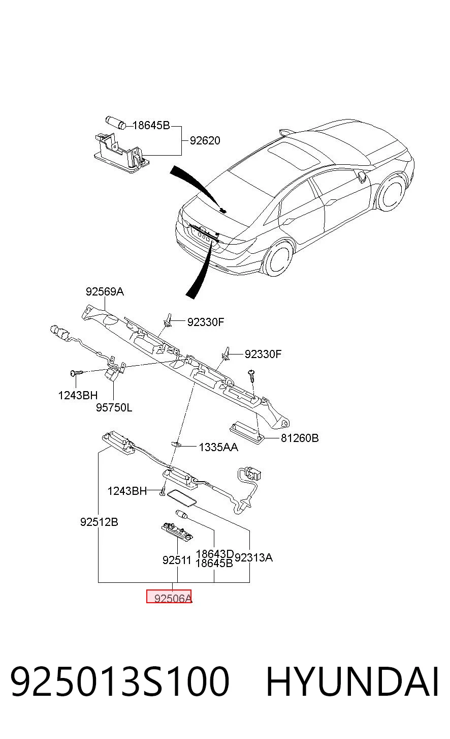 925013S100 Hyundai/Kia Lampa oświetlenia tylnej tablicy rejestracyjnej